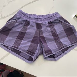 Lululemon purple plaid shorts with pockets size 8